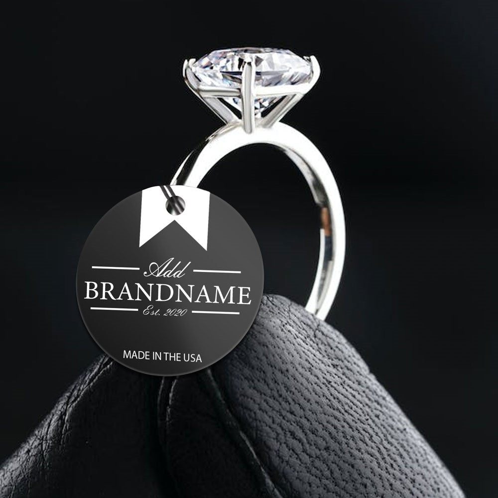 Matte Black Custom Hang Tag - Circle - 1-1/2" dia. (100 per pack)