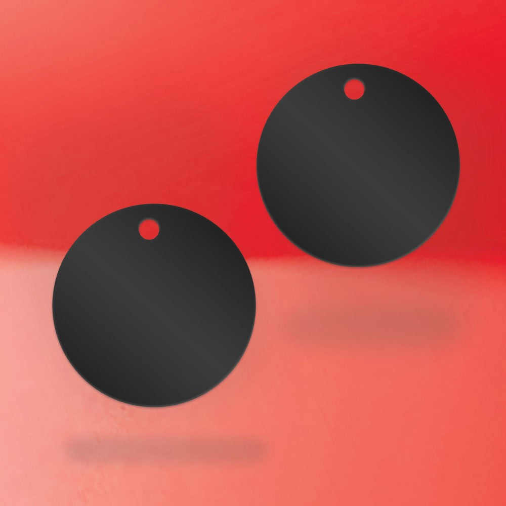 Matte Black Custom Hang Tag - Circle - 1-1/2" dia. (100 per pack)