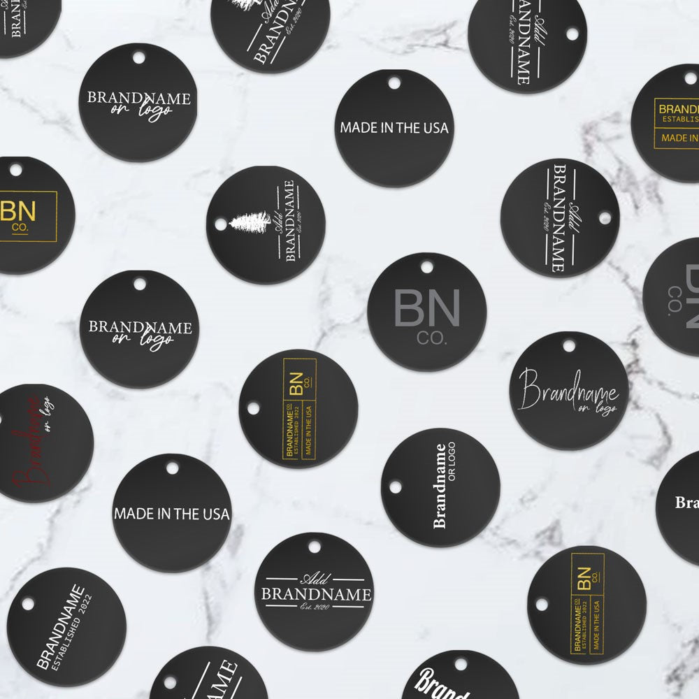 Matte Black Custom Hang Tag - Circle - 1-1/2" dia. (100 per pack)