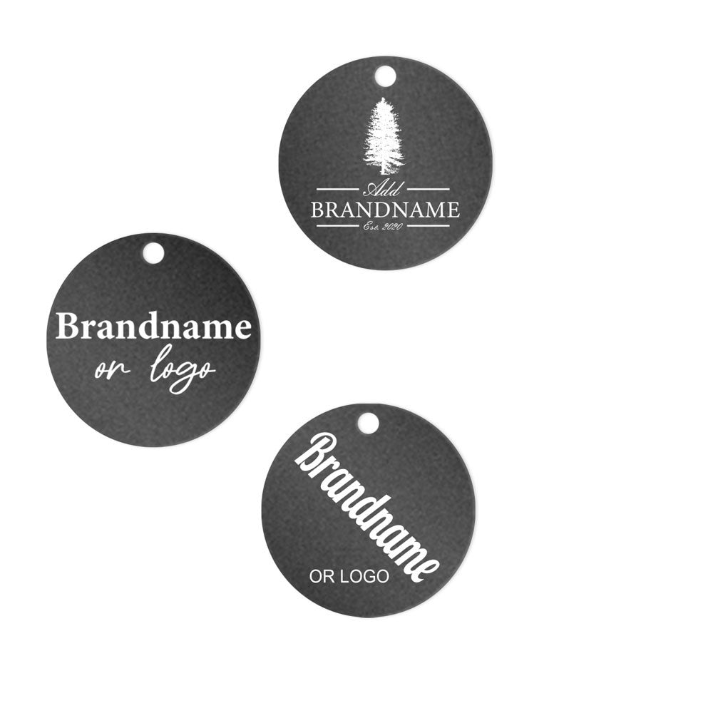 Shimmer Black Custom Hang Tag - Circle - 1-1/2" dia. (100 per pack)