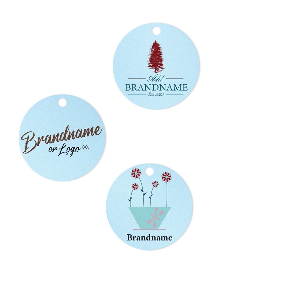 Shimmer Blue Custom Hang Tag - Circle - 1-1/2" dia. (100 per pack)
