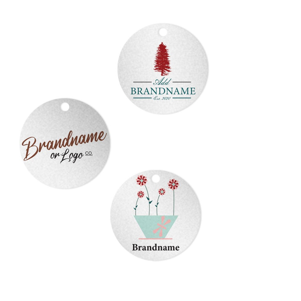 Shimmer Silver Custom Hang Tag - Circle - 1-1/2" dia. (100 per pack)
