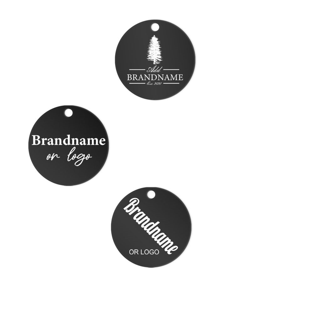 Matte Black Custom Hang Tag - Circle - 1" dia.