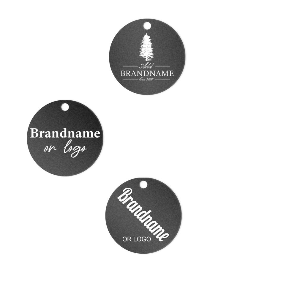 Shimmer Black Custom Hang Tag - Circle - 1" dia.