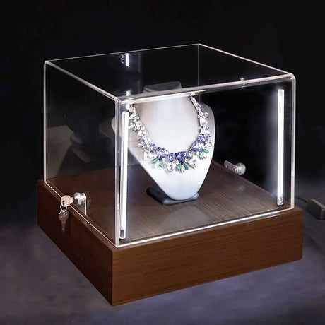 Dark Walnut Wooden LED Display Case 
