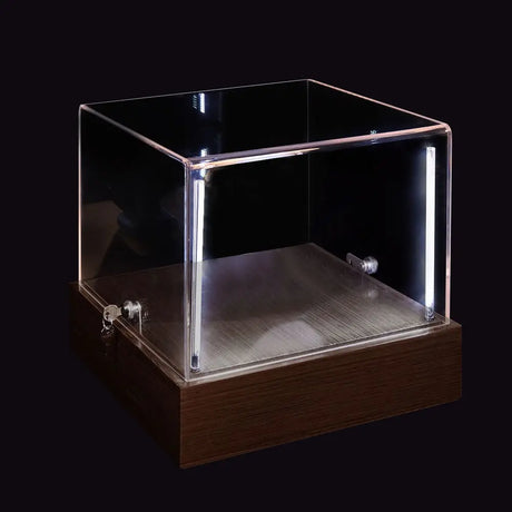Dark Walnut Wooden LED Display Case 