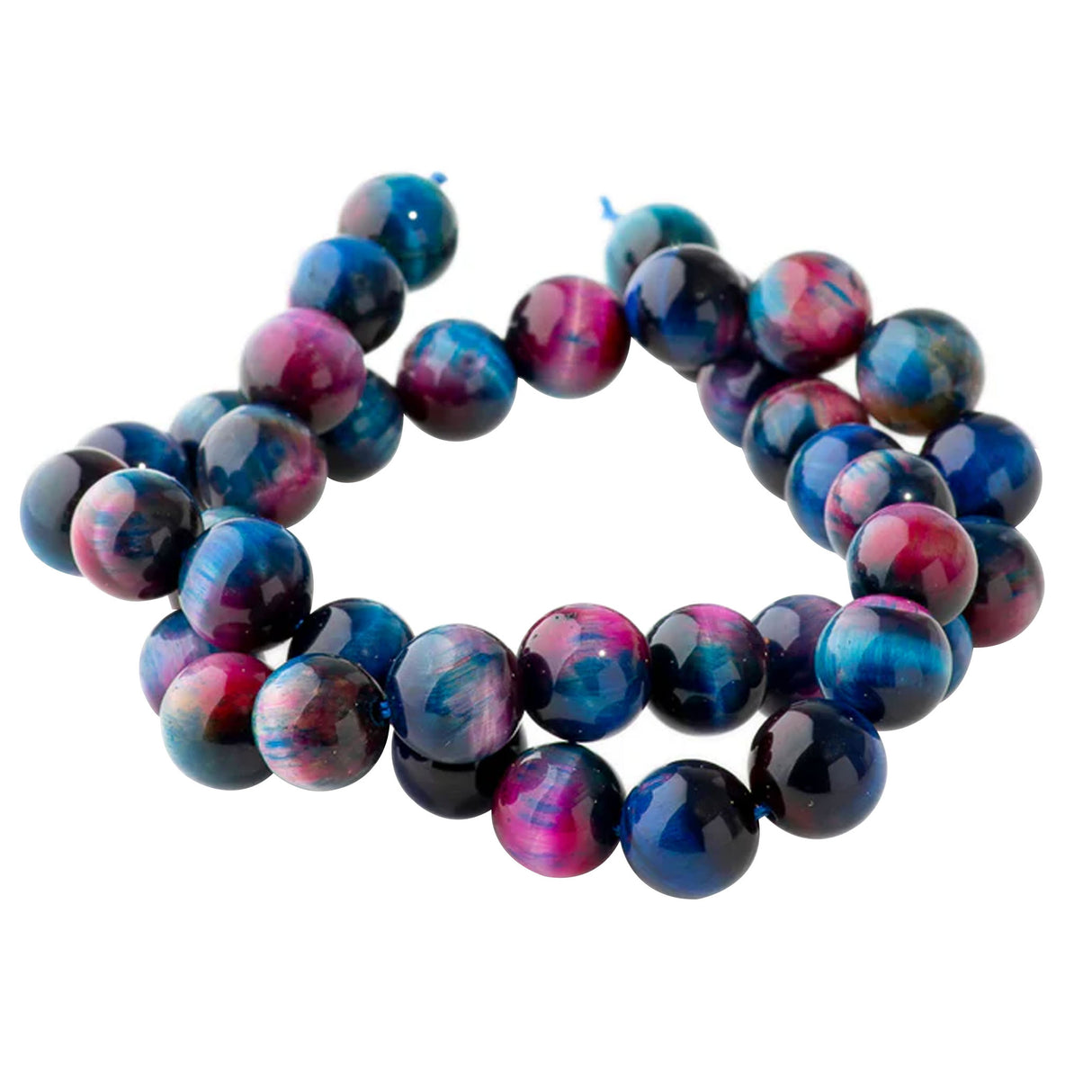 Rainbow Tiger Eye 10mm Round Beads – Dyed Multicolor Gemstone Strand