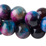 Rainbow Tiger Eye 8mm Round Beads – Dyed Multicolor Gemstone Strand