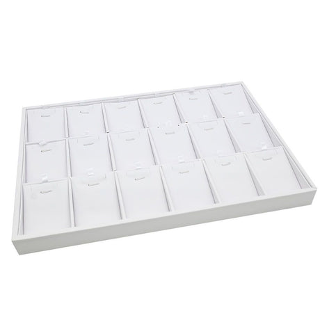 18 Compartment White Leatherette Jewelry Pendant Display Tray