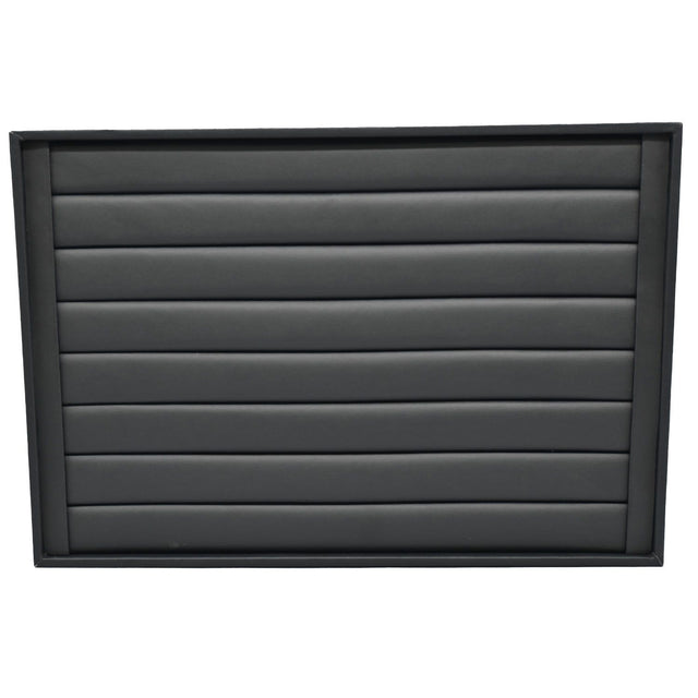7 Row Black Leatherette Jewelry Ring Showcase Tray