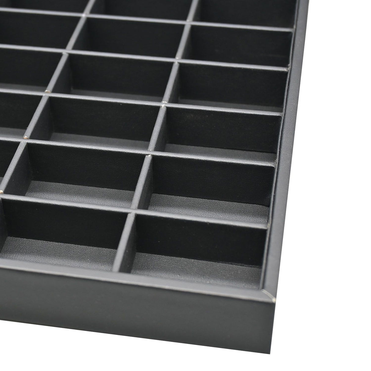36 Compartment Black Leatherette Jewelry Showcase Display Tray