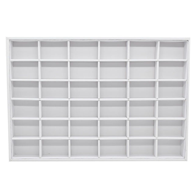 36 Compartment WhiteLeatherette Jewelry Showcase Display Tray