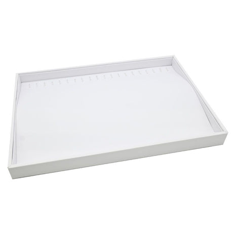 20 Clip White Leatherette Jewelry Bracelet or Necklace Showcase Display Tray