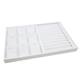 White Leatherette Jewelry Pendant and Ring Combination Showcase Display Tray