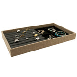 Brown Burlap Full Size Jewelry Display Tray, 1-1/2" Tall