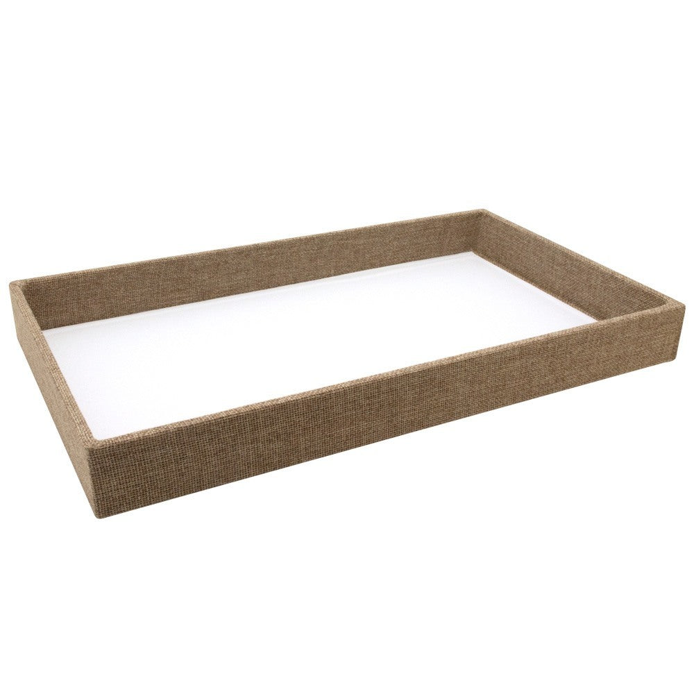Brown Burlap Full Size Jewelry Display Tray, 1-1/2" Tall