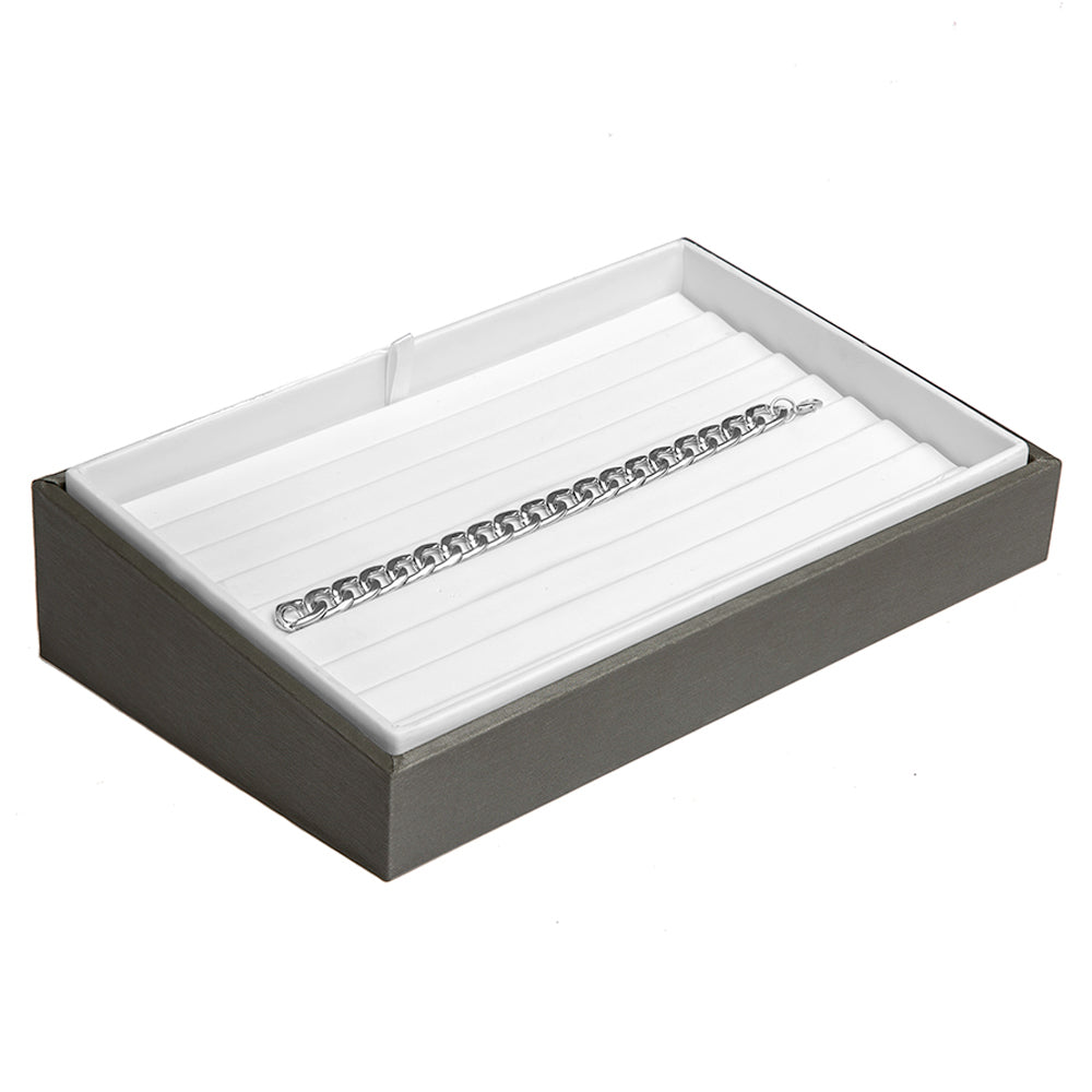 Steel Grey Leatherette Jewelry Earring / Pendant Display Tray, Holds 15 Items