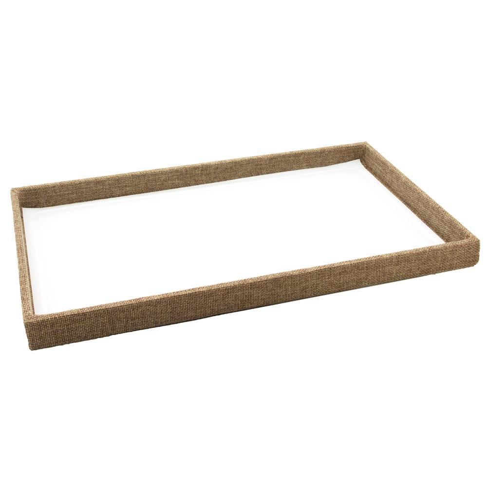 Brown Burlap Full Size Jewelry Display Tray, 1" Tall