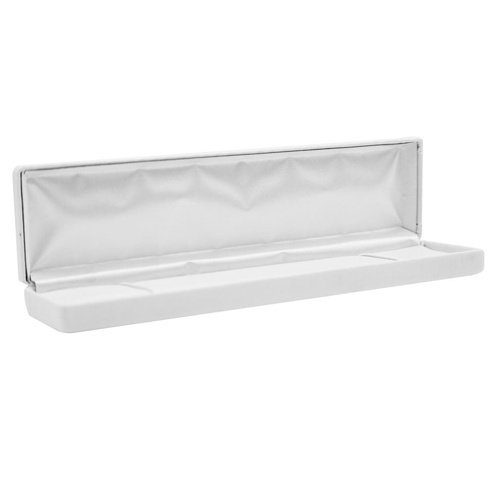 White Leatherette Jewelry Bracelet or Watch Box