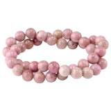 Wood Rhodonite 8mm Round Beads - Natural Earthy Gemstone Strand