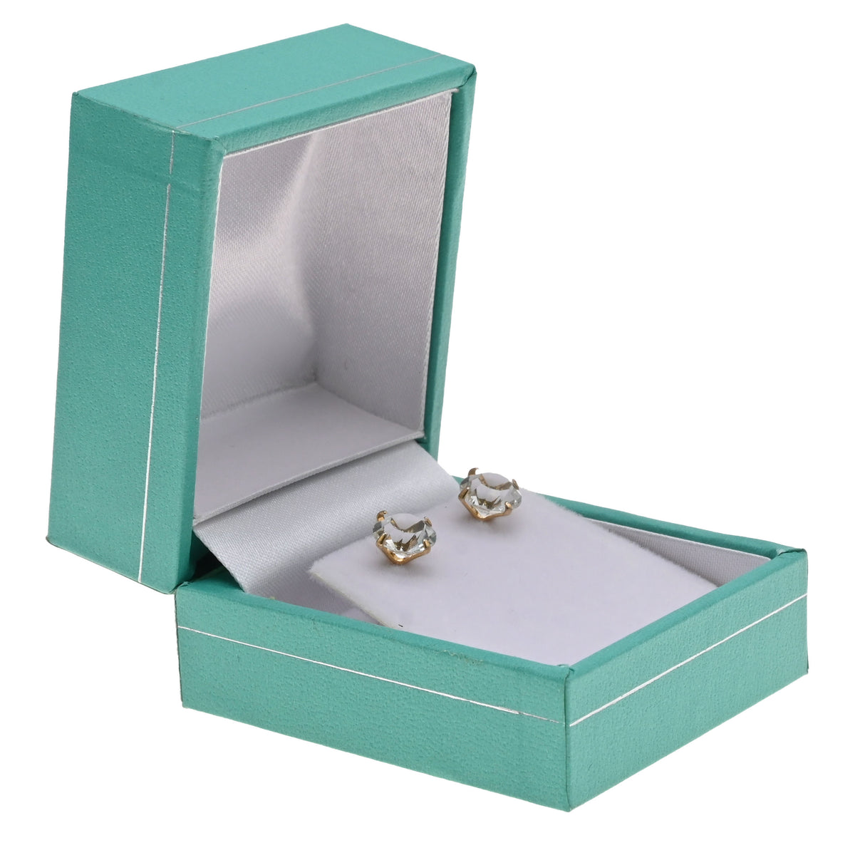 Teal Leatherette Earring Box with Silver Trim - Pack of 12