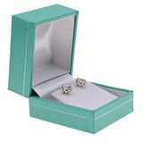 Teal Leatherette Earring Box with Silver Trim - Pack of 12