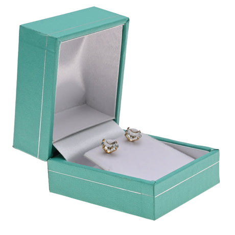 Teal Leatherette Earring Box with Silver Trim - Pack of 12