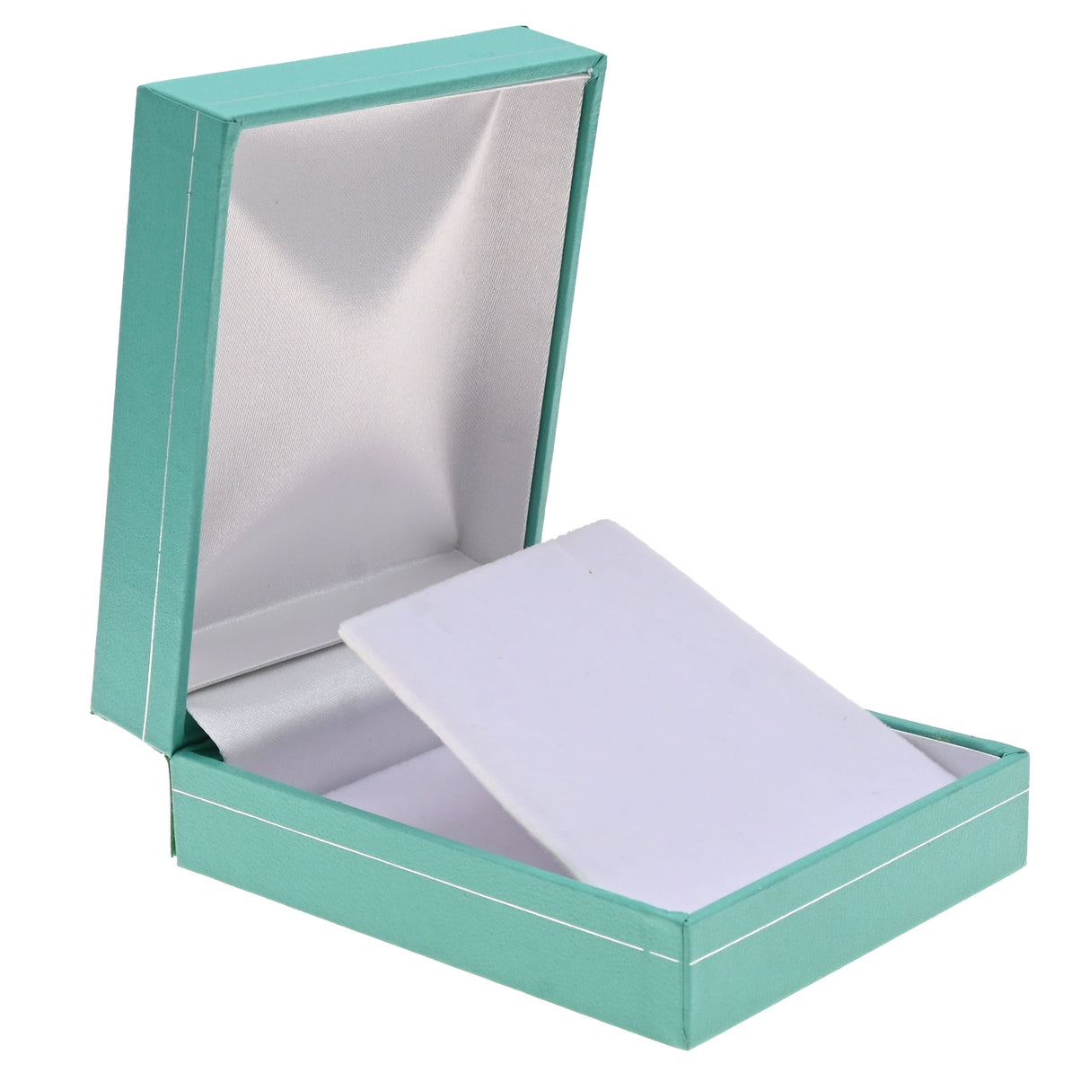 Teal Leatherette Earring & Pendant Box with Silver Trim - Pack of 12