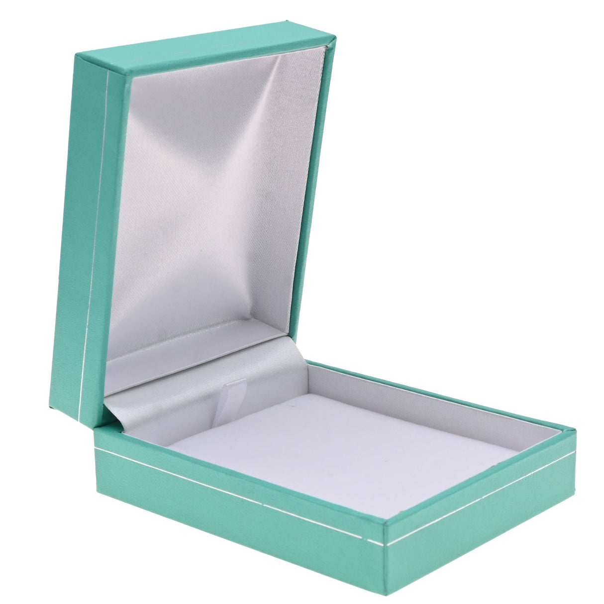 Teal Leatherette Pendant Box with Silver Trim - Pack of 12