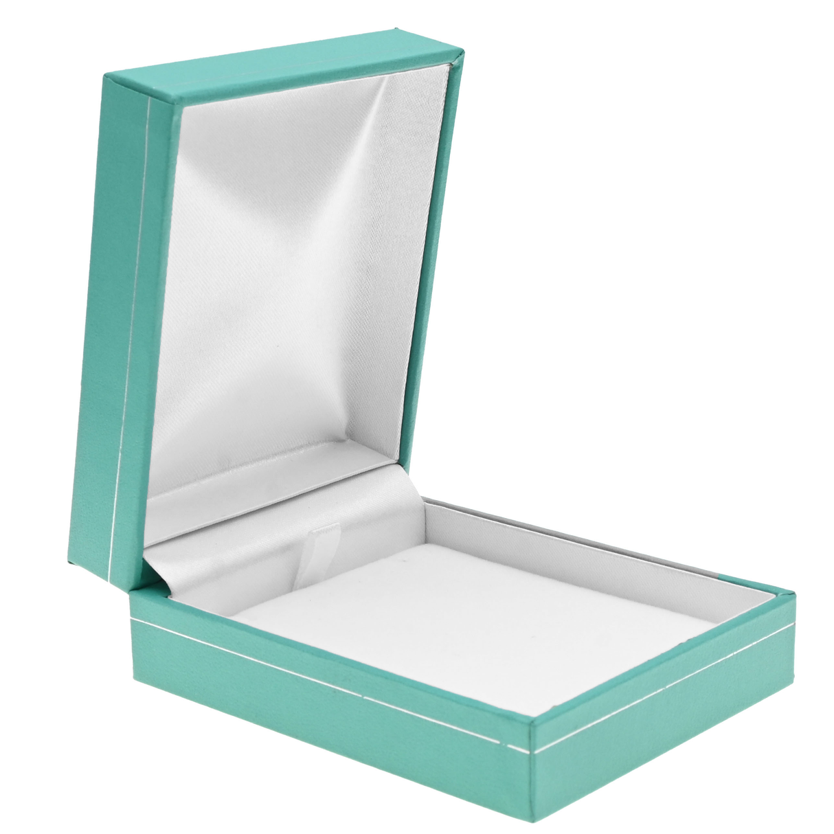 Teal Leatherette Pendant Box with Silver Trim - Pack of 12