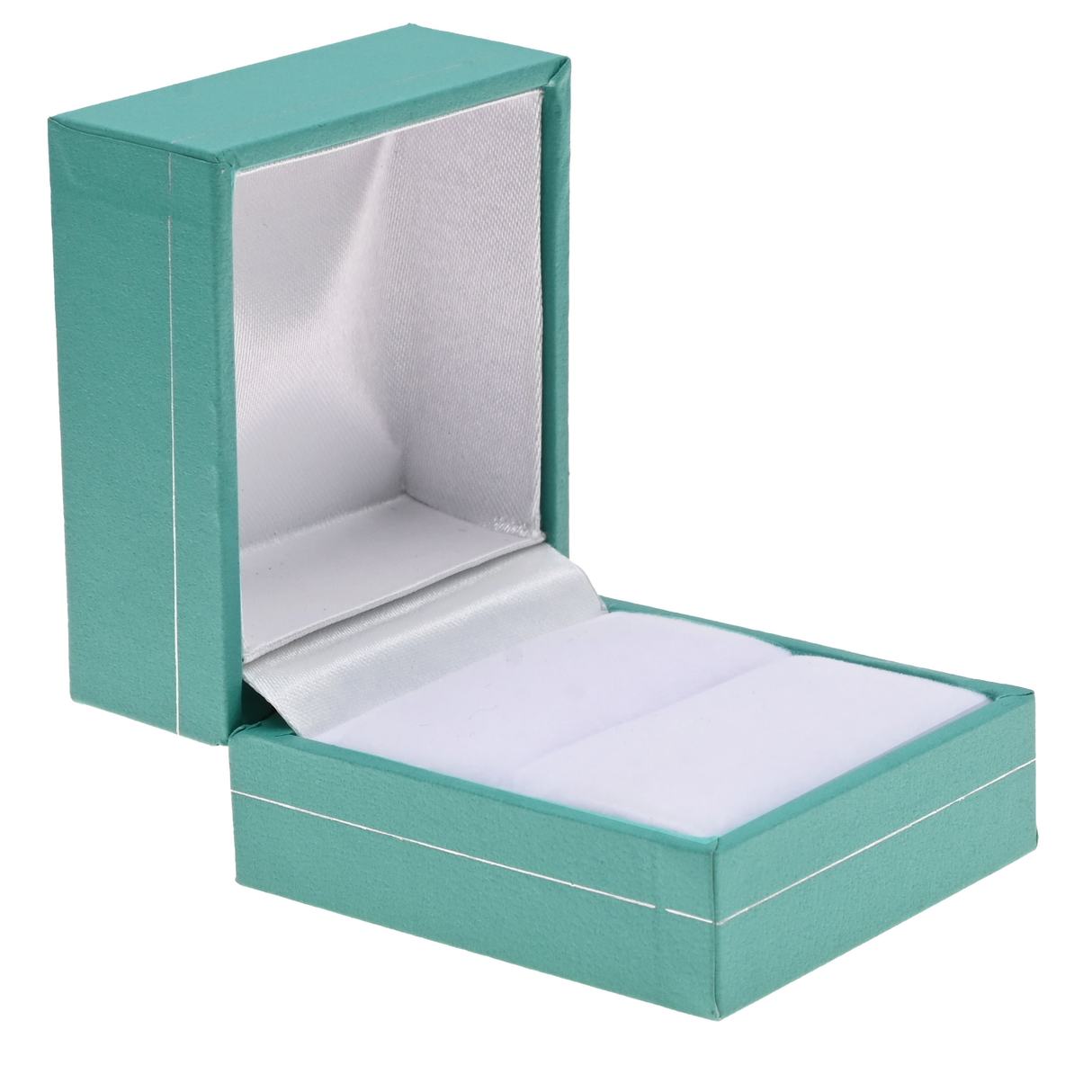 Teal Leatherette Ring Box with Silver Trim - Pack of 12