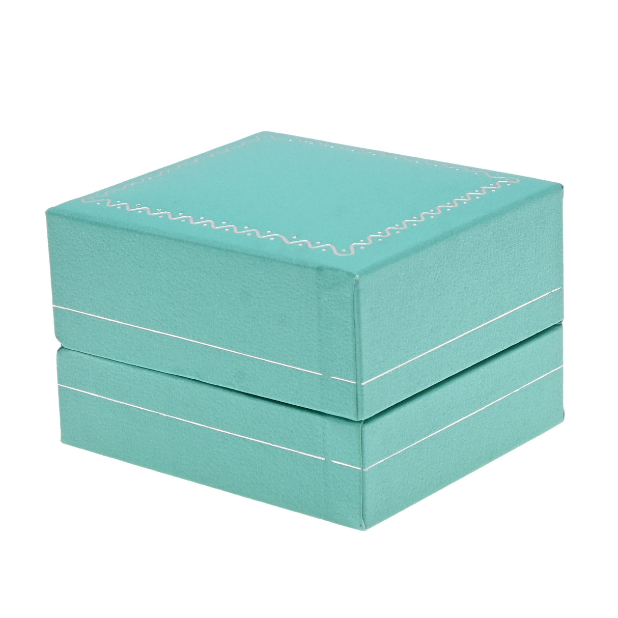 Teal Leatherette Ring Box with Silver Trim - Pack of 12