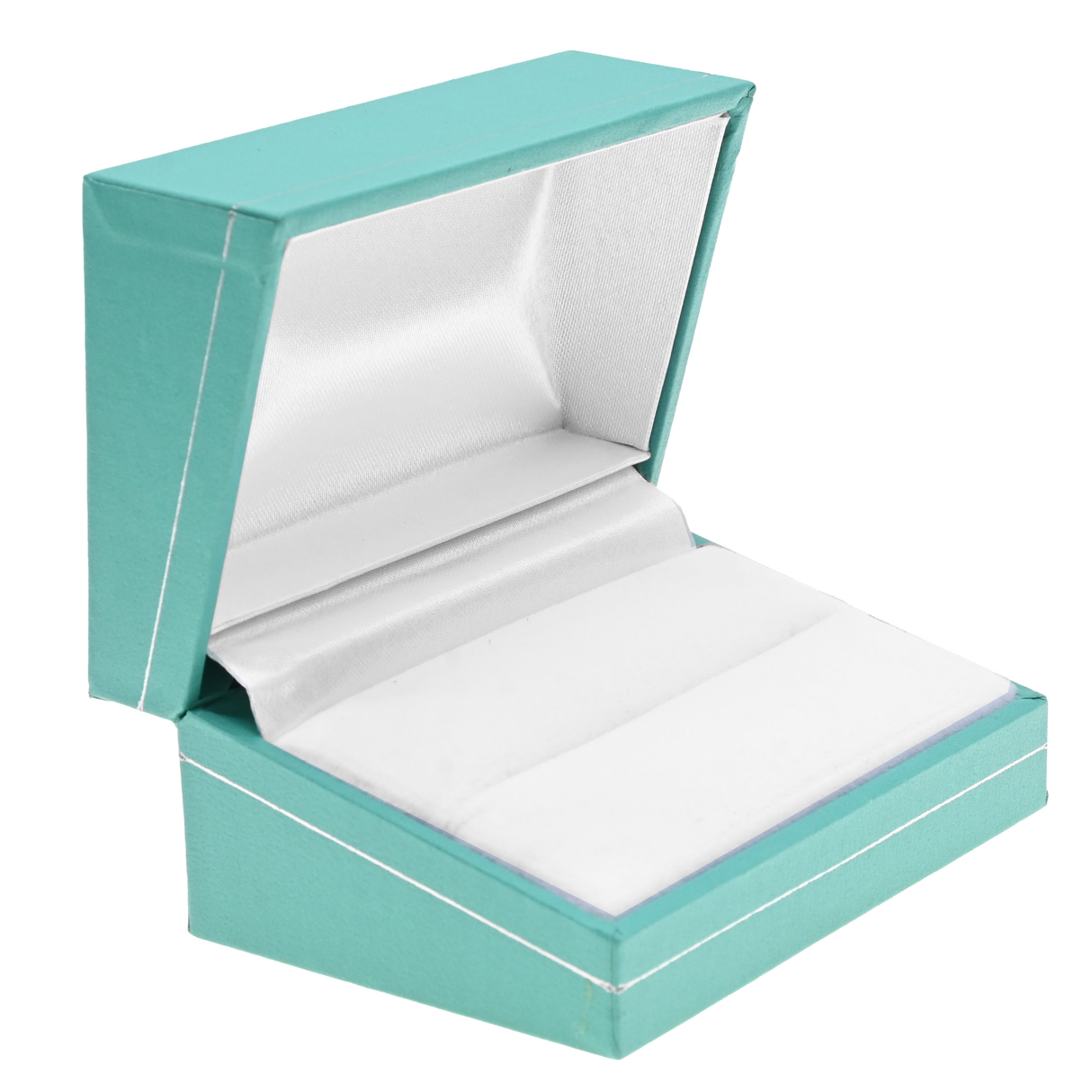 Teal Leatherette Double Ring Box with Silver Trim - Pack of 12
