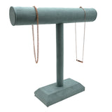 Blue Suede Jewelry Bracelet T-Bar Display - 12" Tall