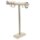 Beige Linen Tall Jewelry Necklace / Chain T Bar Stand