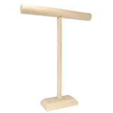 Tall Beige Faux Suede Jewelry Necklace or Chain T Bar Display Stand