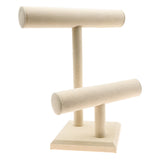 Beige Faux Suede 2-Tier T-Bar Jewelry Display - 9⅜" × 10⅞"
