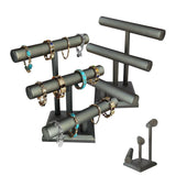 Steel Grey Leatherette 3 Tier Jewelry T-Bar Display Stand