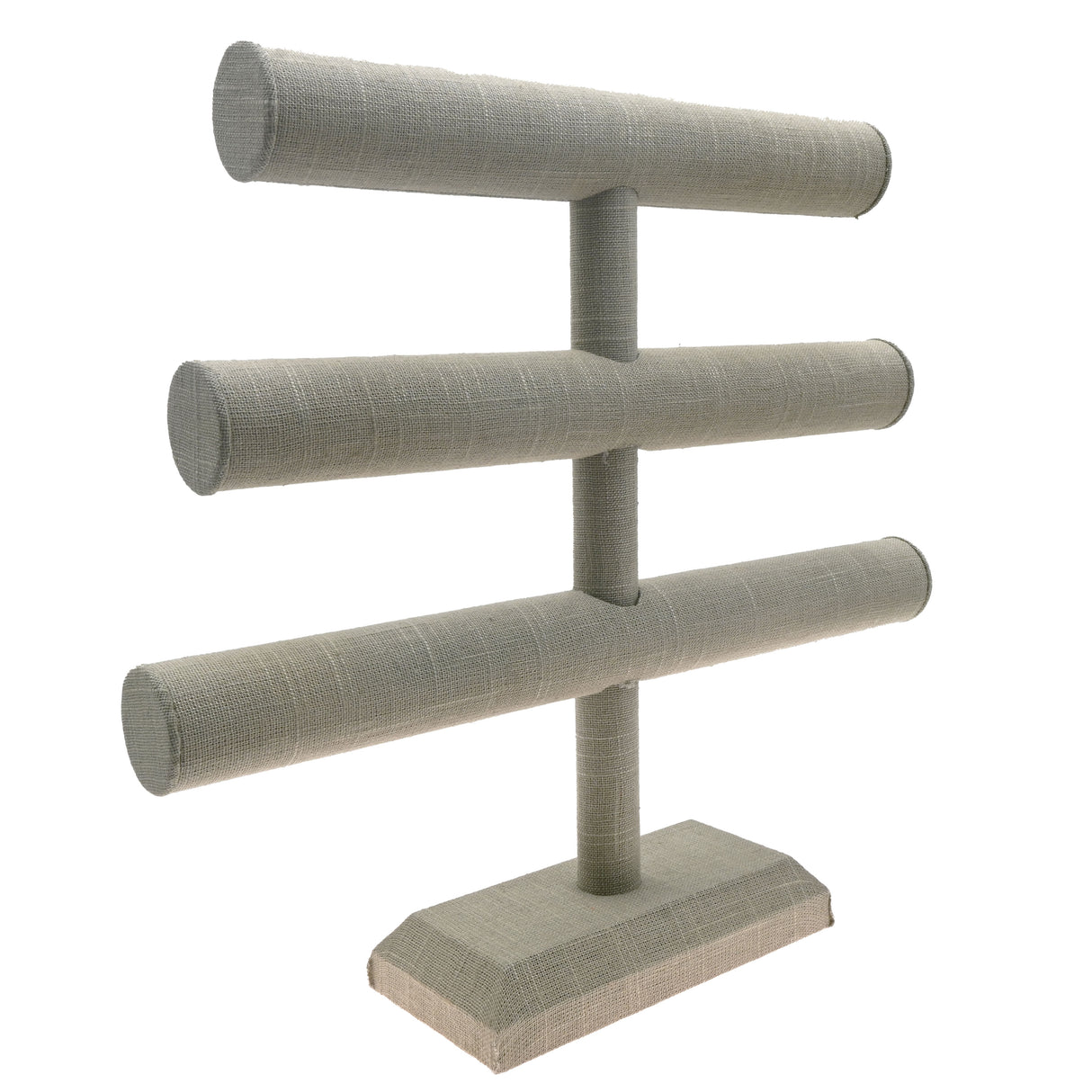 Grey Linen 3 Tier Jewelry Bracelet / Watch T Bar Stand