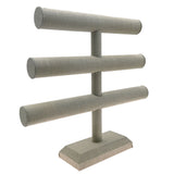 Grey Linen 3 Tier Jewelry Bracelet / Watch T Bar Stand