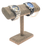 Brown Burlap Bracelet Oval T-Bar Display Stand - 6.25" Tall