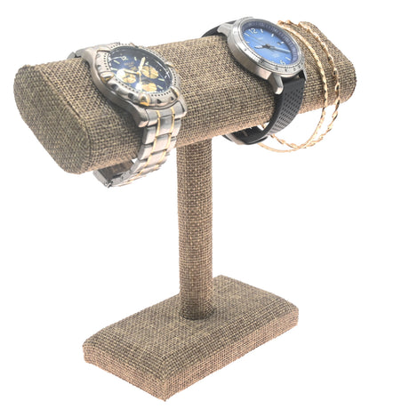 Brown Burlap Bracelet Oval T-Bar Display Stand - 6.25" Tall