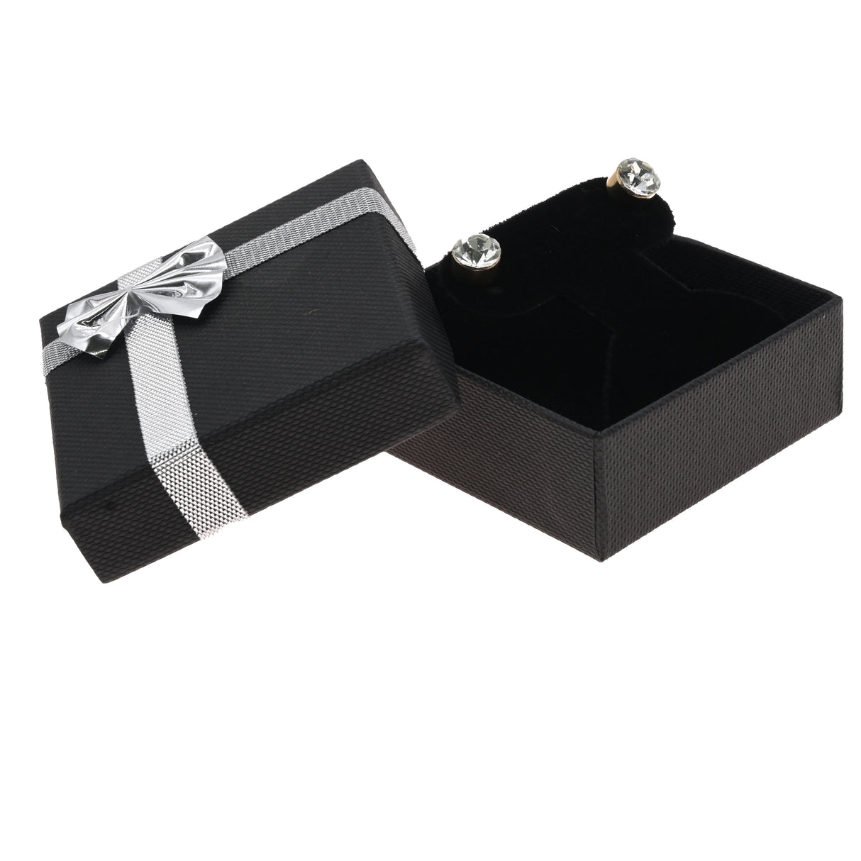 Black Paper Silver Bow-Tie Jewelry T Earring Insert Gift Boxes