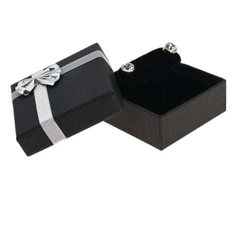 Black Paper Silver Bow-Tie Jewelry T Earring Insert Gift Boxes
