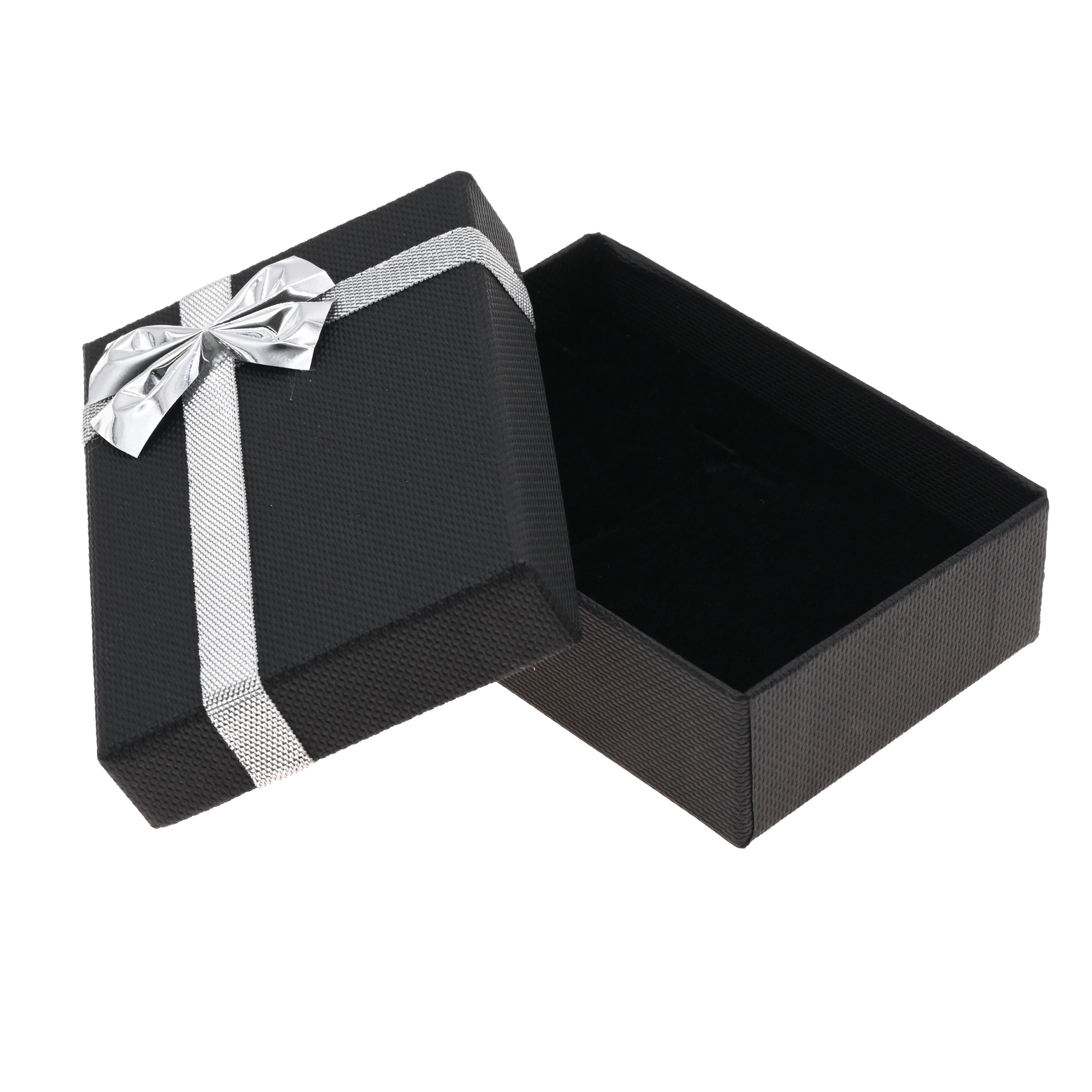 Black & Silver Ribbon Gift Box for Earrings & Rings