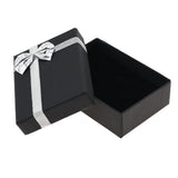 Black Paper Silver Bow-Tie Jewelry Pendant and Ring Combination Boxes