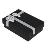 Black Paper Silver Bow-Tie Jewelry Pendant and Ring Combination Boxes