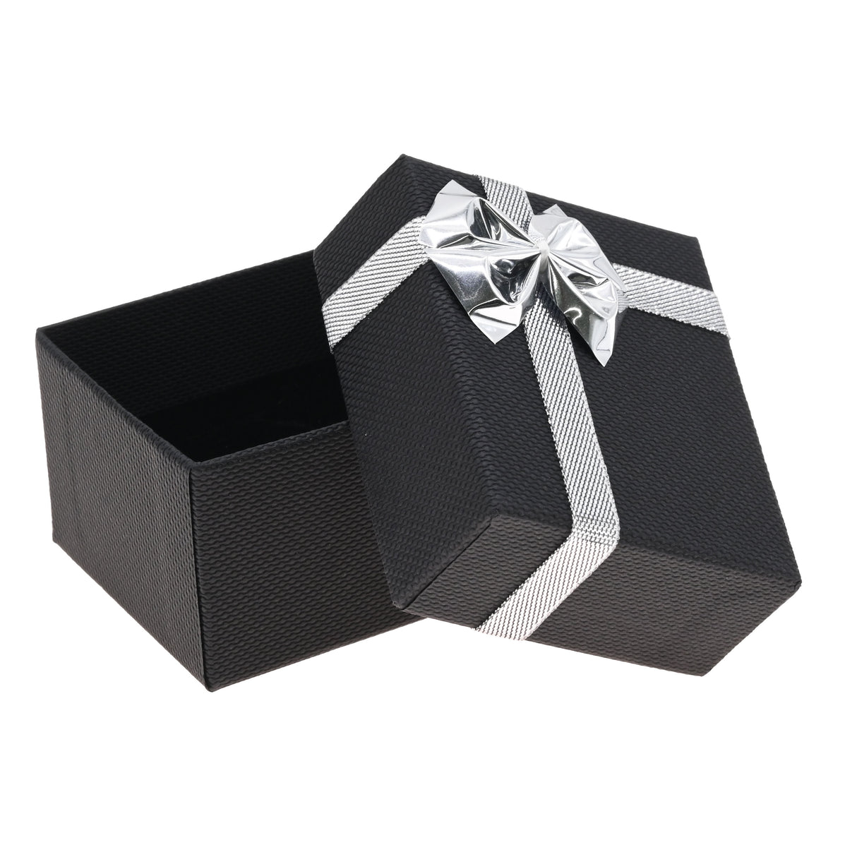 Black Paper Silver Bow-Tie Jewelry Ring Gift Packaging Boxes