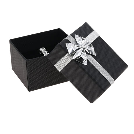 Black Paper Silver Bow-Tie Jewelry Ring Gift Packaging Boxes
