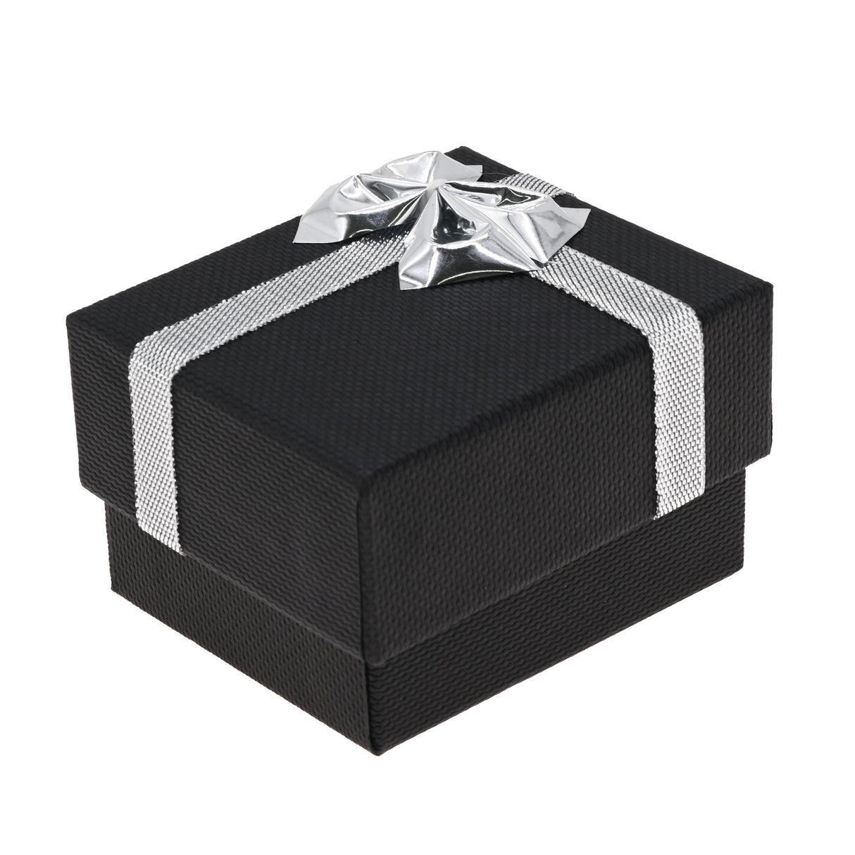 Black Paper Silver Bow-Tie Jewelry Ring Gift Packaging Boxes